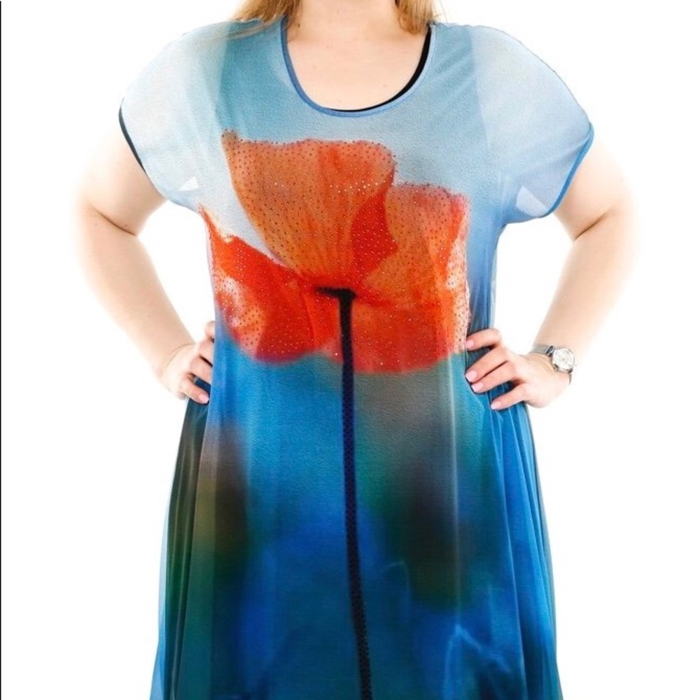 Comfortable dress with a beautiful flower